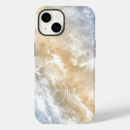 Abstracte zonsopgang lucht bord goudblauw monogram Case-Mate iPhone case (Achterkant)