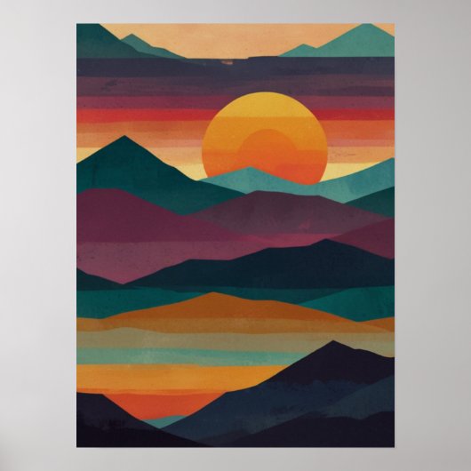 Abstracte Zonsopgang Pieken Poster (Voorkant)