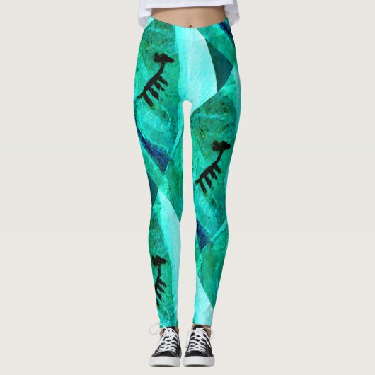 abstracte zuidoostelijke rotsgroen leggings (Voorkant)