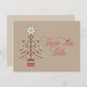 Abstracte zuidwestelijke kerstboom Bewaar de datum Aankondigingskaart (Voorkant / Achterkant)