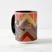 Abstracte zuidwestelijke Kokopelli Mok (Voorkant links)
