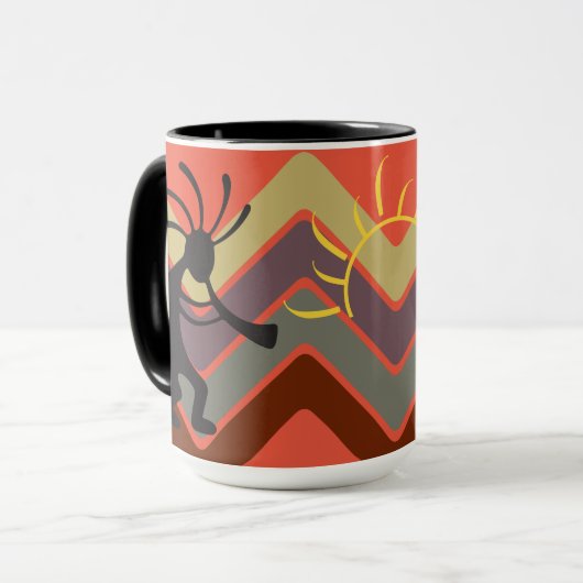 Abstracte zuidwestelijke Kokopelli Mok (Voorkant links)