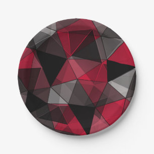 Abstracte, zwart en rood, driehoek, geometrisch, z papieren bordje