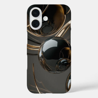 Abstracte zwart-gouden glans telefoonhoes iPhone 16 hoesje