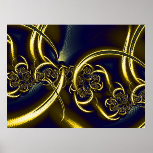Abstracte zwart-gouden kunst poster