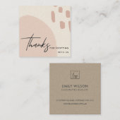 ABSTRACTE ZWART PEACH KRAFT SCANDI DANK U LOGO VIERKANTE VISITEKAARTJE (Voorkant / Achterkant)