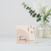 ABSTRACTE ZWART PEACH KRAFT SCANDI DANK U LOGO VIERKANTE VISITEKAARTJE (Staand voorkant)