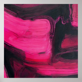 Abstracte zwart-roze wandkunst poster