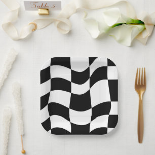 Abstracte zwart-wit checker papier Borden Papieren Bordje
