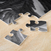 Abstracte zwart-wit Curly Hosta bladeren Legpuzzel (Zijkant)