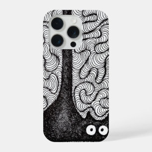 Abstracte Zwart-Wit Doodle Kunst iPhone 15 Pro Hoesje