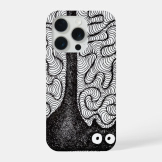 Abstracte Zwart-Wit Doodle Kunst iPhone 15 Pro Hoesje