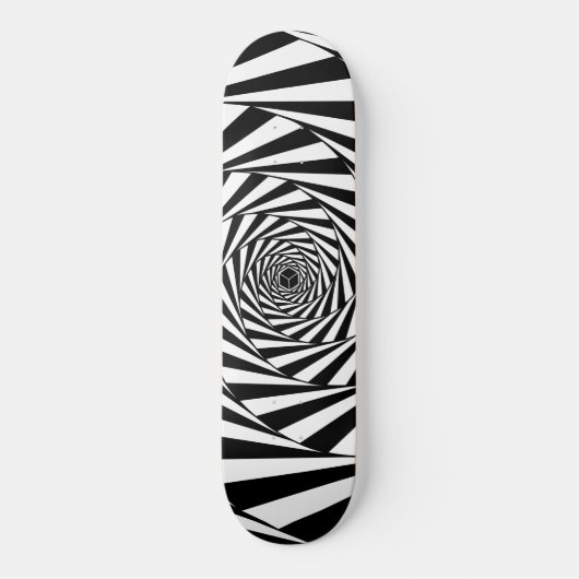 Abstracte zwart-wit draaiende spiraalvormige trap skateboard (Voorkant)
