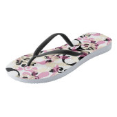 Abstracte zwart-wit roze golven teenslippers (Schuin)