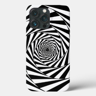 Abstracte zwart-wit spiralen kunst iPhone 13 pro hoesje