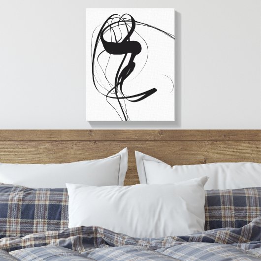 Abstracte zwart-witkunst canvas afdruk (Insitu (Slaapkamer))