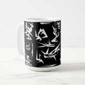 Abstracte zwart-witkunst koffiemok (Voorkant links)