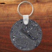 Abstracte zwart-witkunst sleutelhanger (Voorkant)