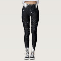 Abstracte zwart-witpalmbladprint leggings