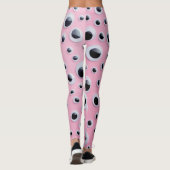 Abstracte zwart-witte ballen op roze achtergrond leggings (Achterkant)