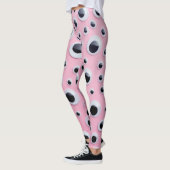 Abstracte zwart-witte ballen op roze achtergrond leggings (Links)