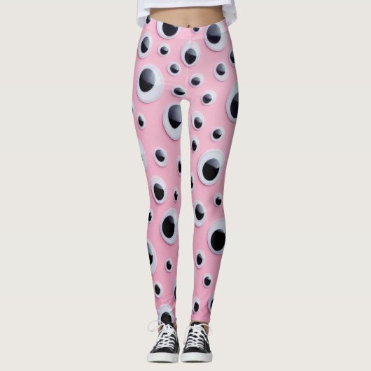Abstracte zwart-witte ballen op roze achtergrond leggings (Voorkant)