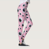 Abstracte zwart-witte ballen op roze achtergrond leggings (Rechts)