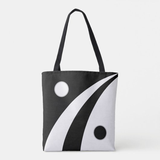 Abstracte zwart-witte golven met cirkels draagtas (Achterkant)