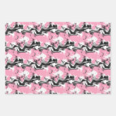 Abstracte zwart-witte inktwerveling op zacht roze inpakpapier vel (Voorkant 3)