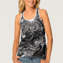 Abstracte zwart-witte Tanktop