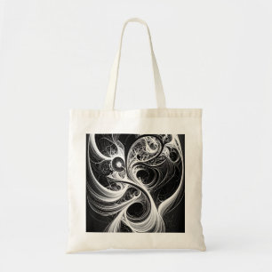 Abstracte zwart witte werveling Canvas tas