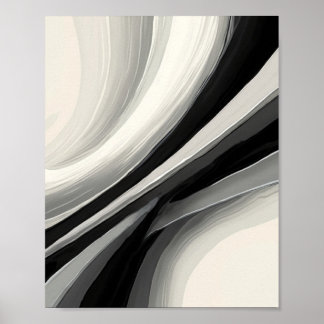 Abstracte zwart-witte wervelingen poster