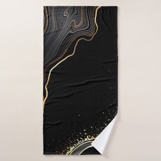 abstracte zwarte achtergrond met gouden aderen, badhanddoek (Badhanddoek)