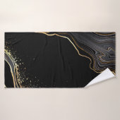 abstracte zwarte achtergrond met gouden aderen, badhanddoek (Badhanddoek)