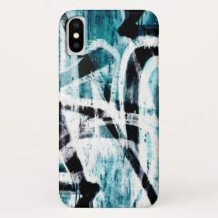 Abstracte zwarte en blauwe graffiti iPhone x hoesje