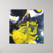 Abstracte zwarte en gele penseelstreek canvas afdruk (Voorkant)