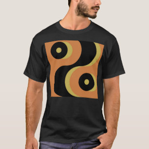 Abstracte zwarte en gele Wavy-pleinen T-shirt