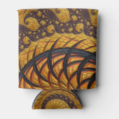 Abstracte zwarte en goudspiraalfractie blikjeskoeler (Voorkant)