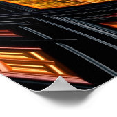 Abstracte zwarte en goudspiraalfractie poster (Hoek)