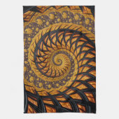 Abstracte zwarte en goudspiraalfractie theedoek (Verticaal)