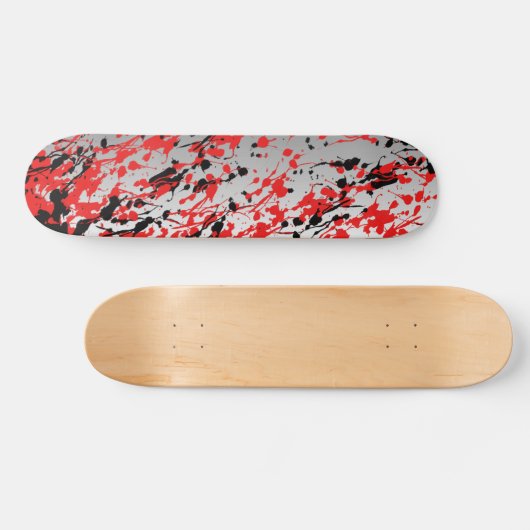 Abstracte zwarte en rode plash en drip skateboard (Horizontaal)