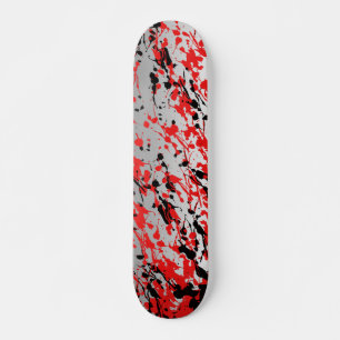 Abstracte zwarte en rode plash en drip skateboard