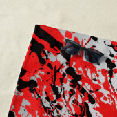 Abstracte zwarte en rode plash en drip strandlaken (In situ)