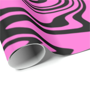 Abstracte zwarte en roze lijnen - cadeaupapier
