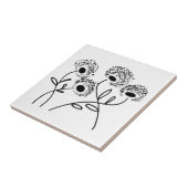 abstracte zwarte en witte bloemen tegeltje (Zijkant)
