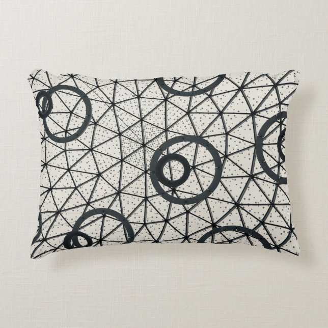 Abstracte zwarte en witte cirkels accent kussen (Voorkant)