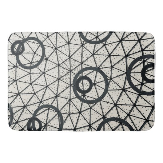 Abstracte zwarte en witte cirkels badmat (Voorkant)