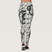 Abstracte zwarte en witte cirkels leggings (Achterkant)