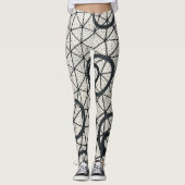 Abstracte zwarte en witte cirkels leggings (Voorkant)