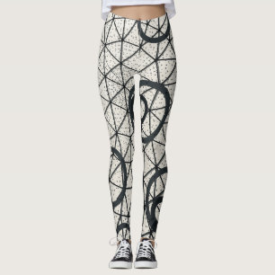 Abstracte zwarte en witte cirkels leggings
